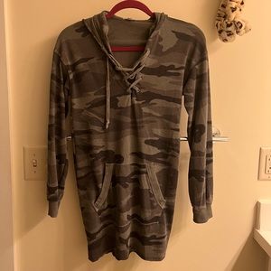 Splendid Camo Hoodie Dress